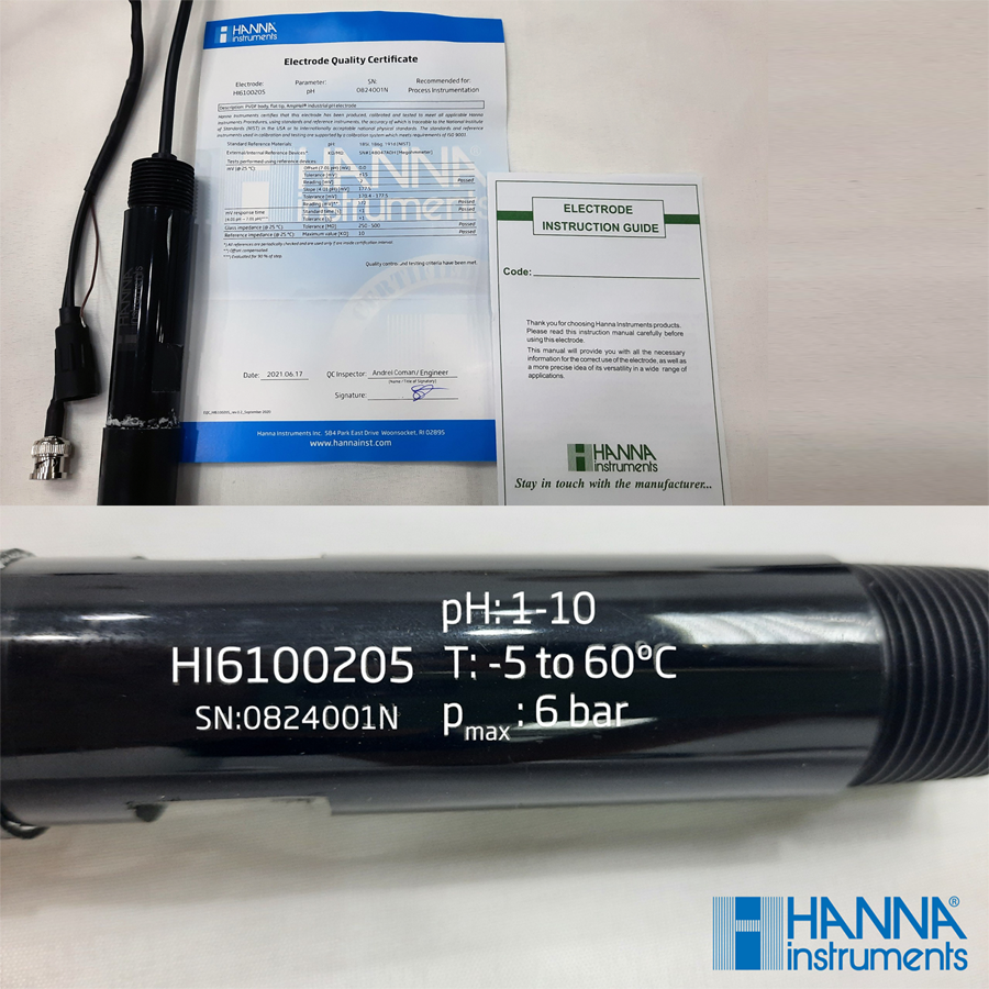 Điện Cực pH Phẳng (1-10pH) AmpHel® Dùng Pin, Cáp Dài 5m 