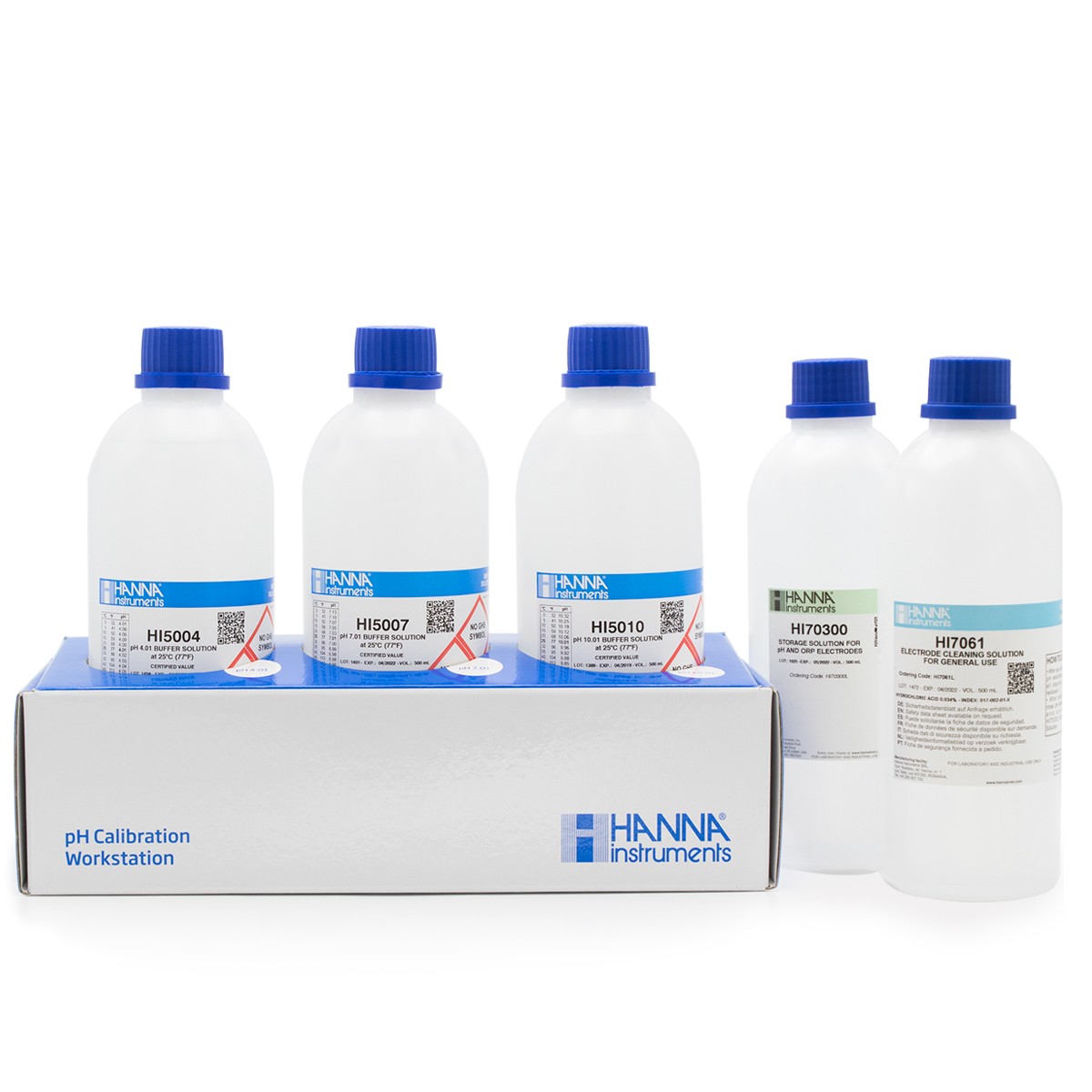 Dung Dịch Chuẩn pH 4.01,7.01,10.01 và Dung Dịch Bảo Quản Và Rửa Điện Cực (5 x 500 mL)