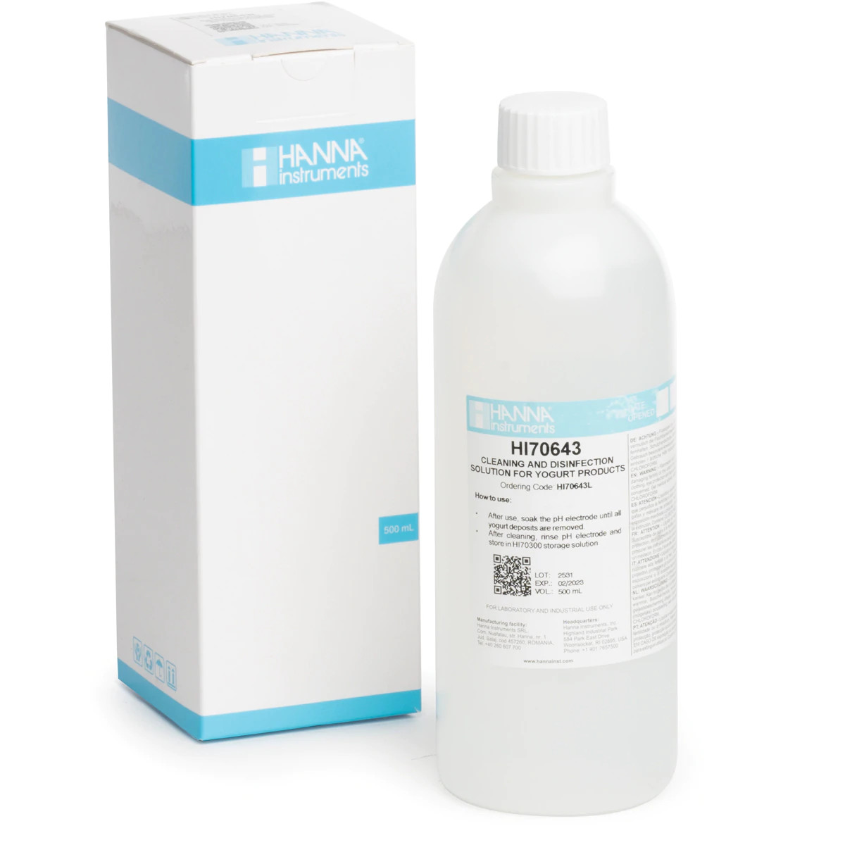 Dung Dịch Rửa Điện Cực Sau Khi Đo Trong Sữa Chua, Chai 500mL