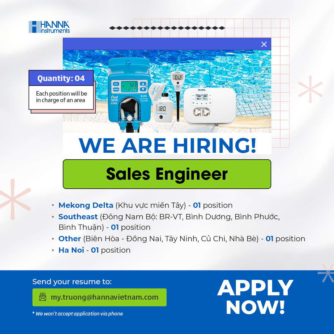 Hanna Instruments Vietnam is hiring a Sales Engineer !